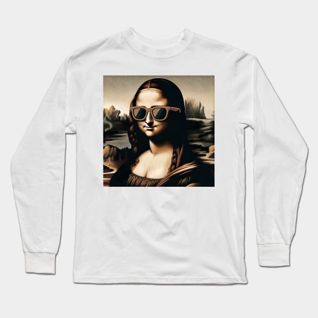 Mona Lisa Sunglasses Long Sleeve T-Shirt by unrealartwork